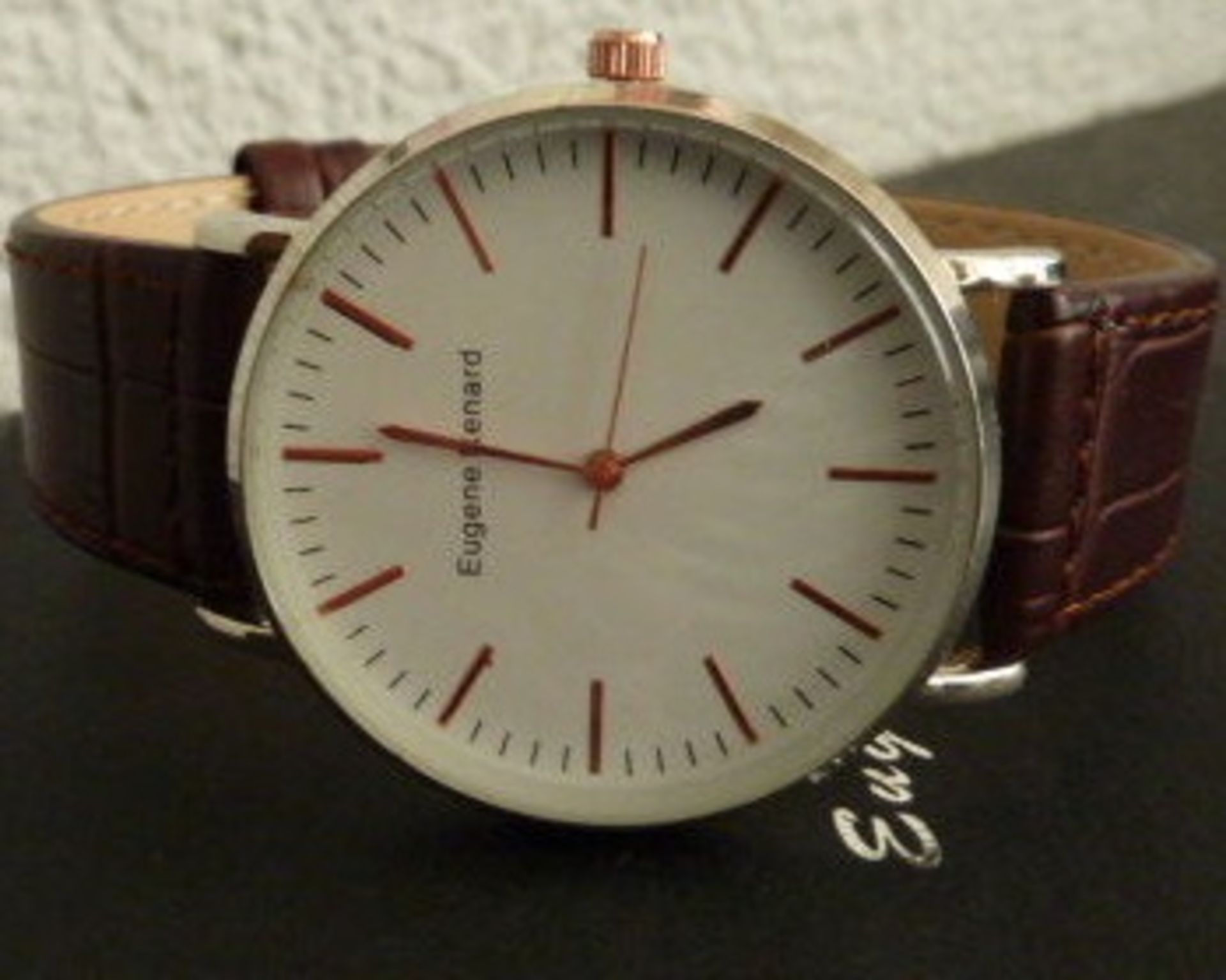 + VAT Brand New Gents Eugene Renard Timepiece Model 6947-Steel Colour Case With Rose Gold Coloured