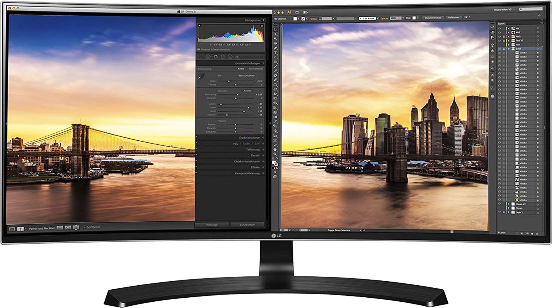 + VAT Grade A LG 34 Inch CURVED QHD ULTRA WIDE LED IPS MONITOR - 3440 X 1440P - HDMI, DISPLAY PORT