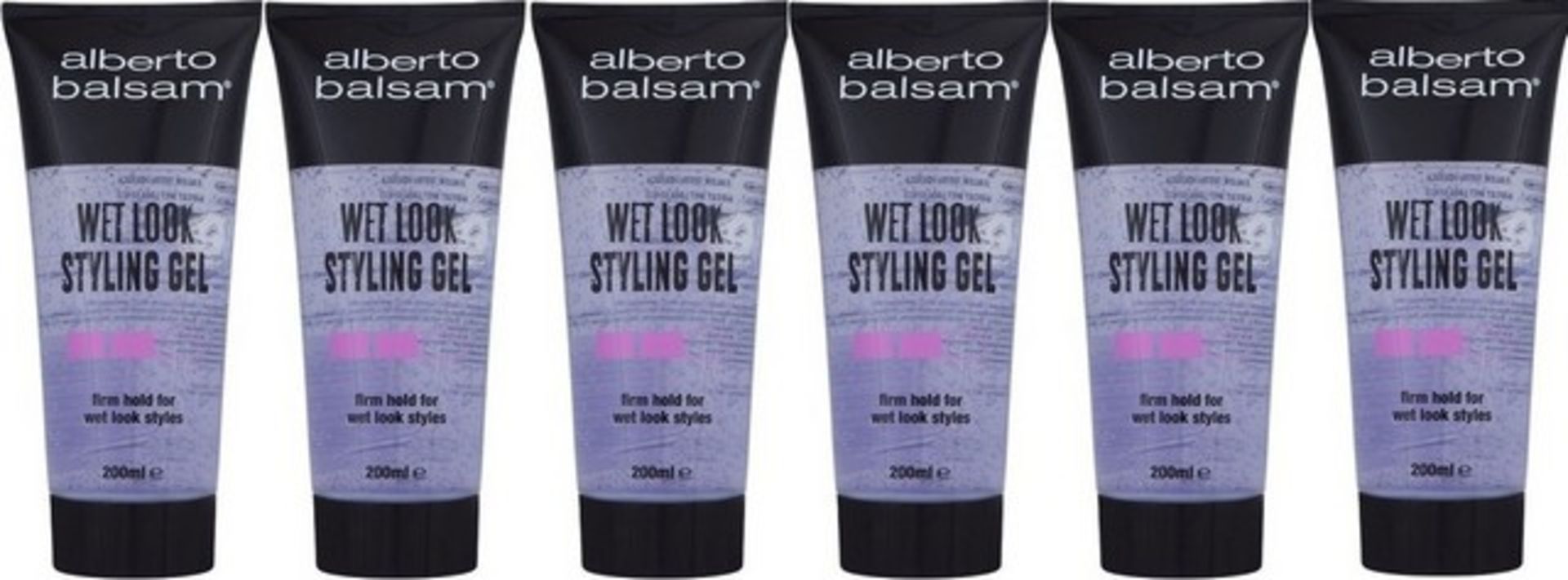 + VAT Grade A A Lot Of Six 200ml Alberto Balsam Wet Look Styling Hair Gel Firm Hold For Wet Look