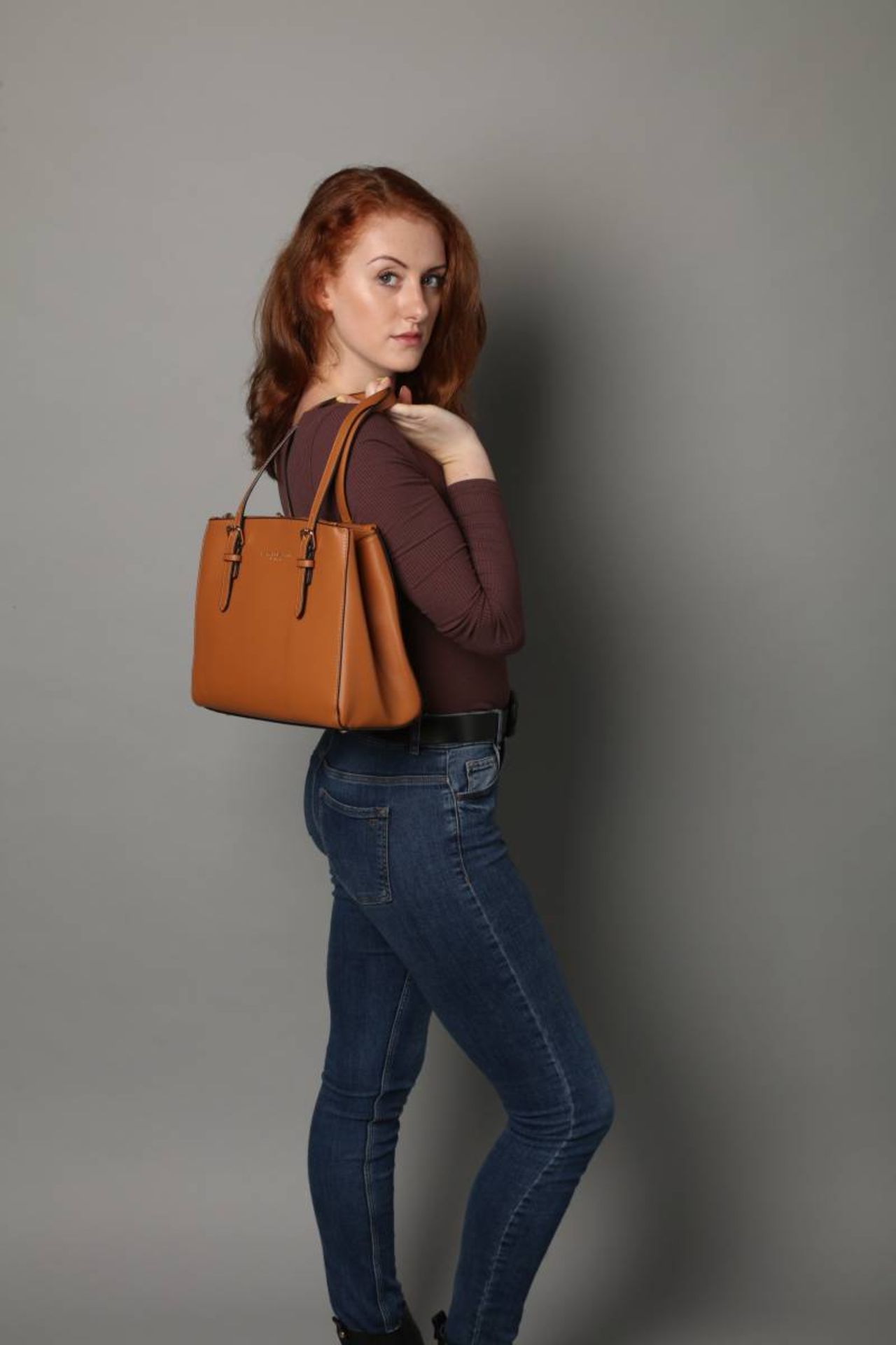 No VAT Brand New Special Edition Katy Elizabeth London Brown Medium Tote Bag With Detachable - Image 2 of 5