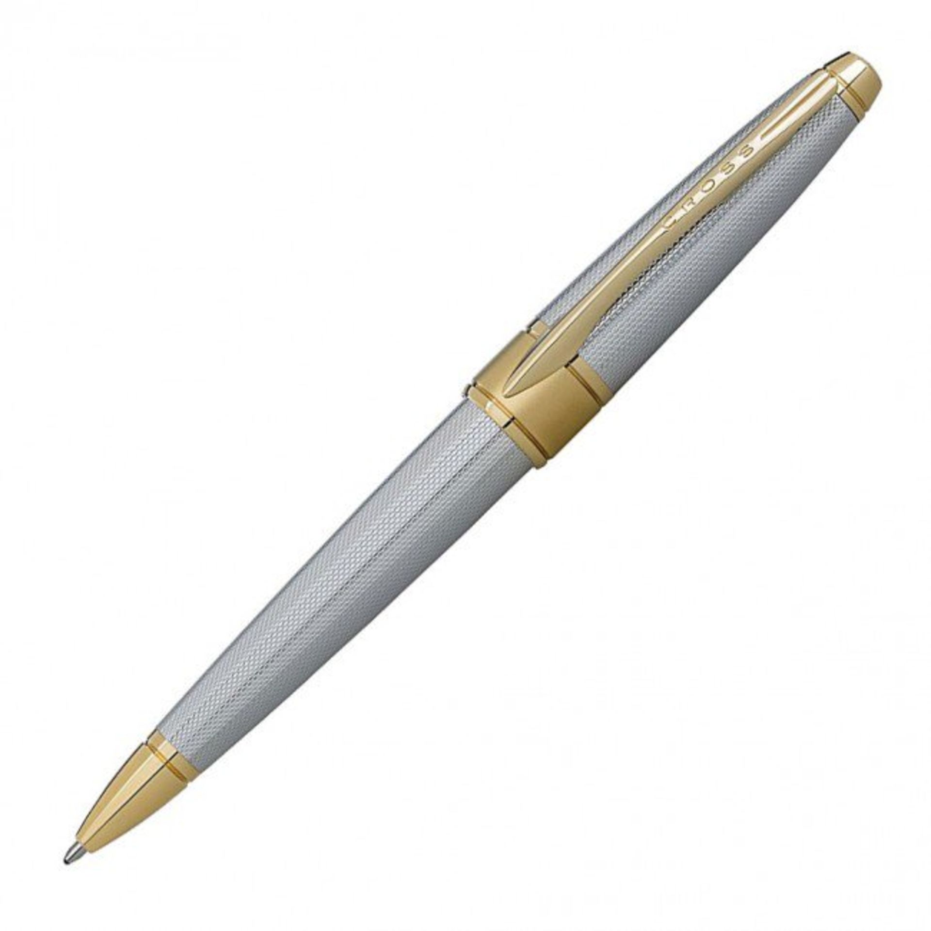 + VAT Brand New Cross Apogee Ballpoint Pen Chrome And Gold Plate In Luxury Gift Box RRP£115.00