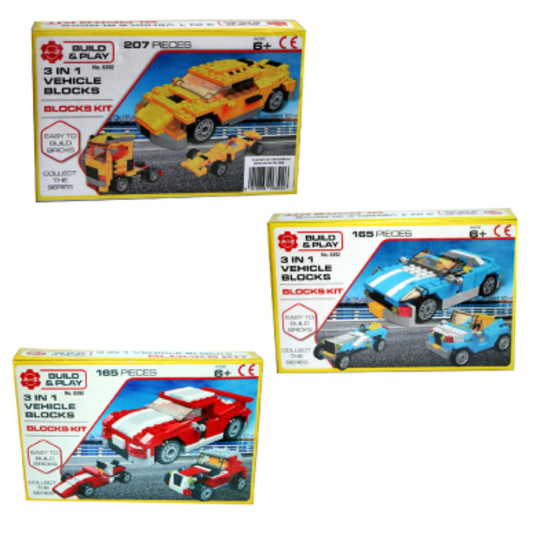 + VAT Brand New Three In One Vehicle Construction Block Kit - Lego Style