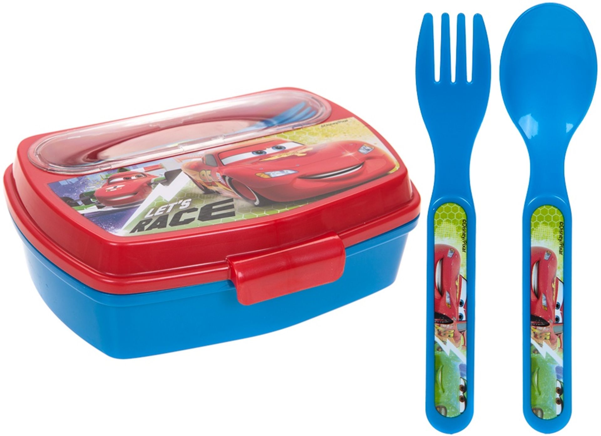 + VAT Brand New Disney Pixar Cars Sandwich Box With Cutlery - Image 2 of 2