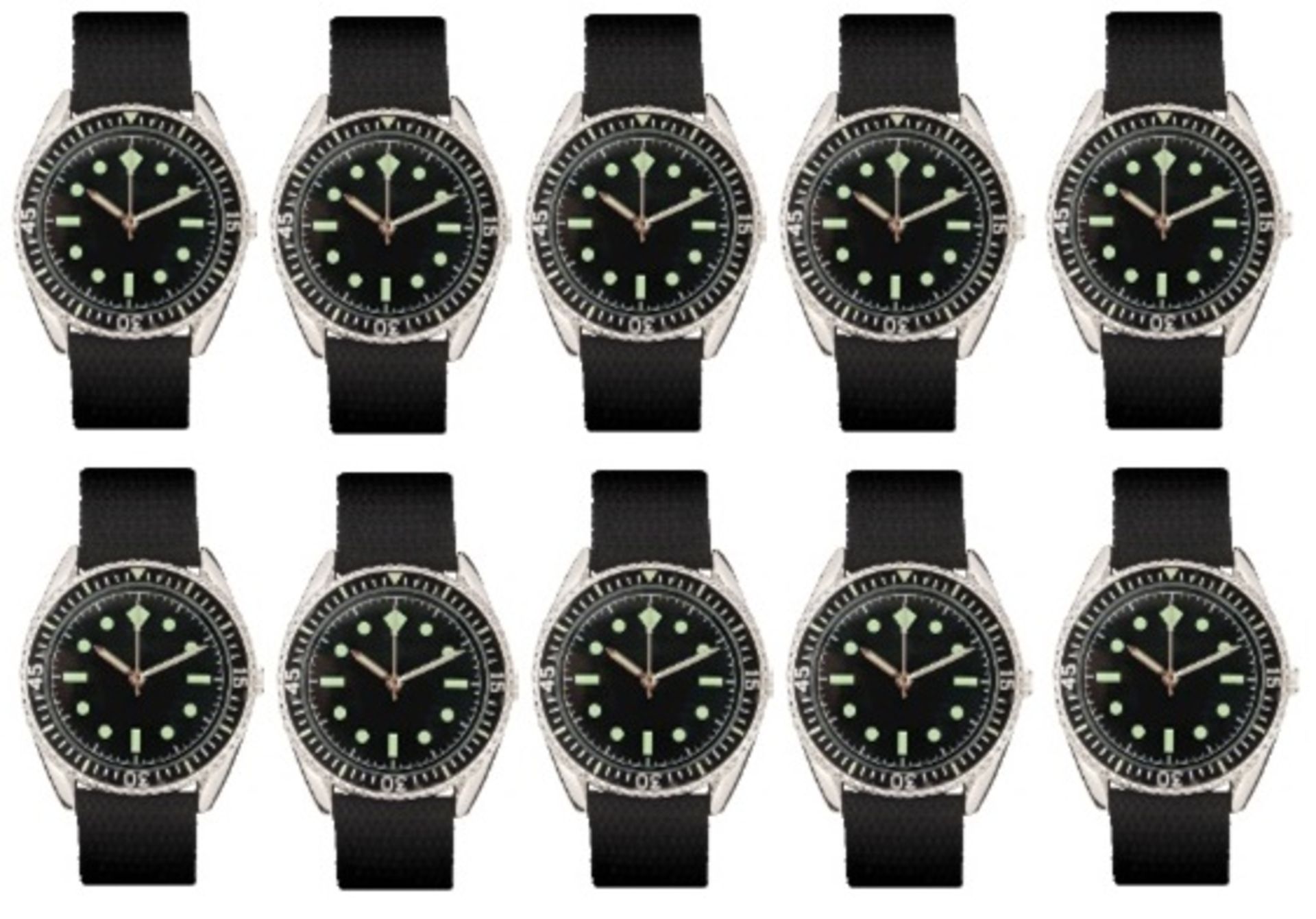 + VAT Brand New A Lot Of Ten Gents 1960's German Naval Commando Watches In Presentation Box