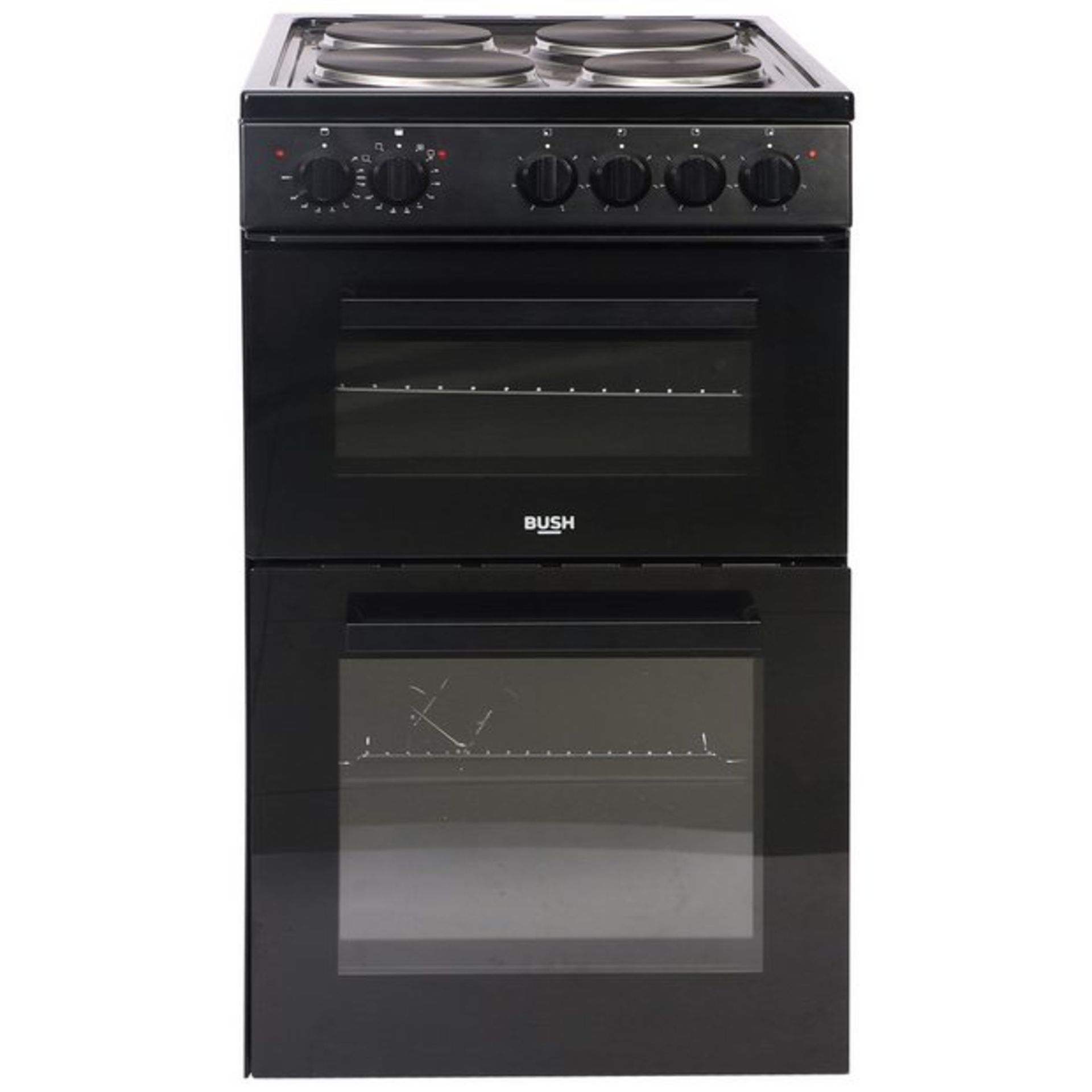 + VAT Grade A Bush BETAW50B 50cm Twin Cavity Electric Cooker - 63 Litre Oven Capacity - Solid Plate