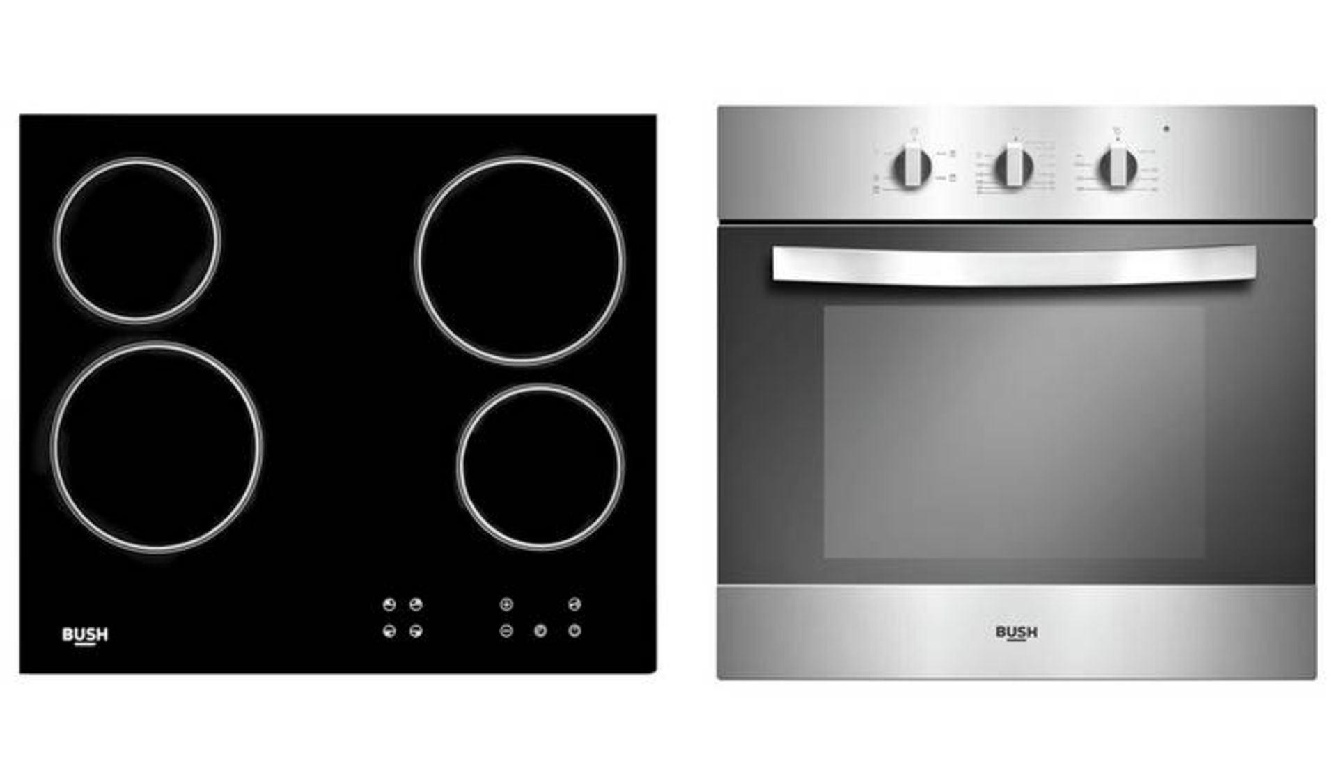 + VAT Grade A Bush LSBCHP Built In Electric Oven Ceramic Hob - 56 Litre Fan Oven - Ceramic Hob With