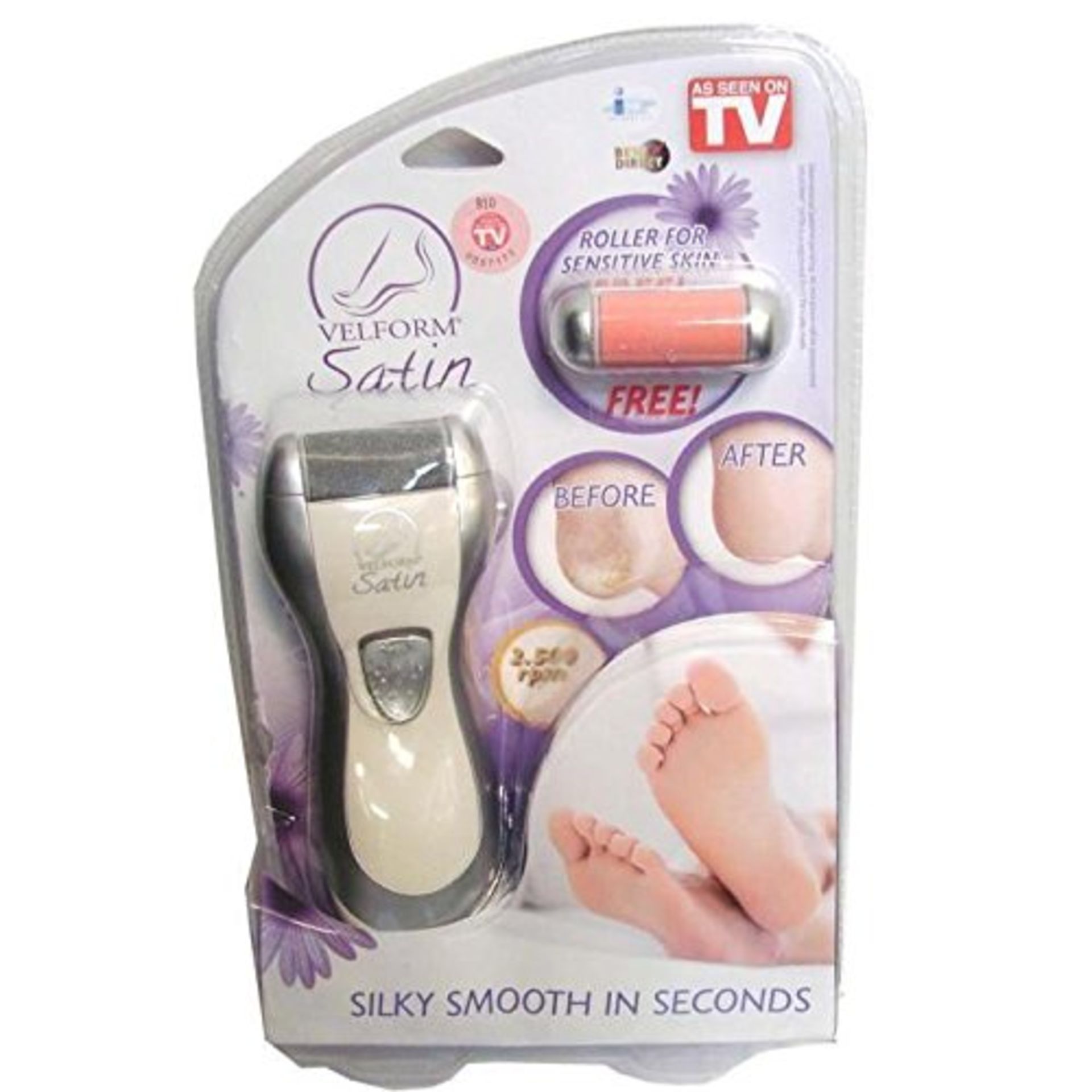 + VAT Brand New Velform Satin Battery Operated Foot File Callous/Rough Skin Remover-Rotates At