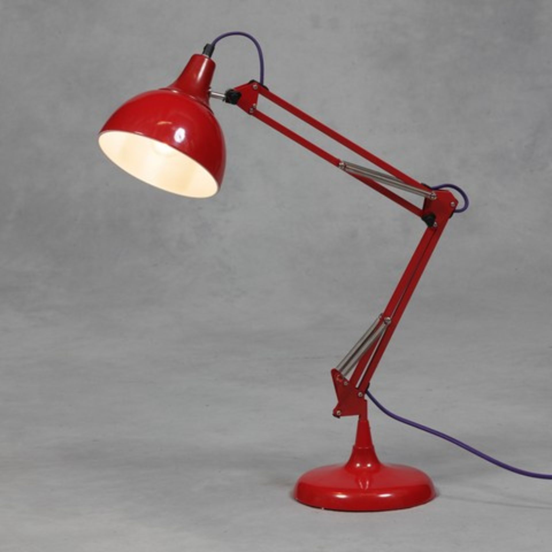 + VAT Brand New Red Traditional Large Classic Desk Lamp Purple Fabric Flex)