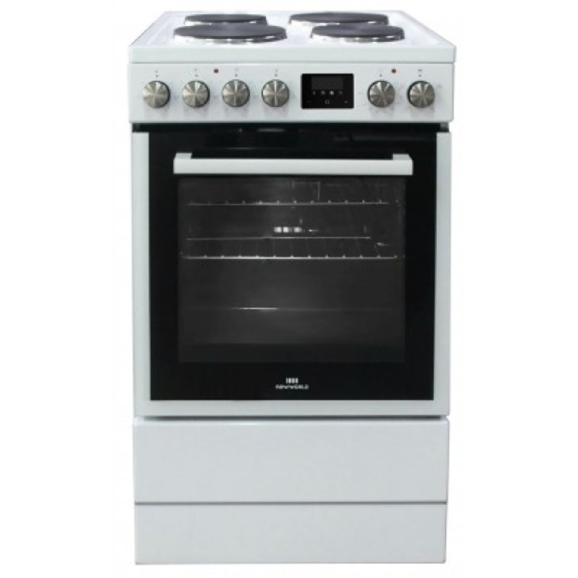 + VAT Grade A New World NWLS50SEW 50cm Single Electric Cooker - 63 Litre Oven - Solid Plate Hob