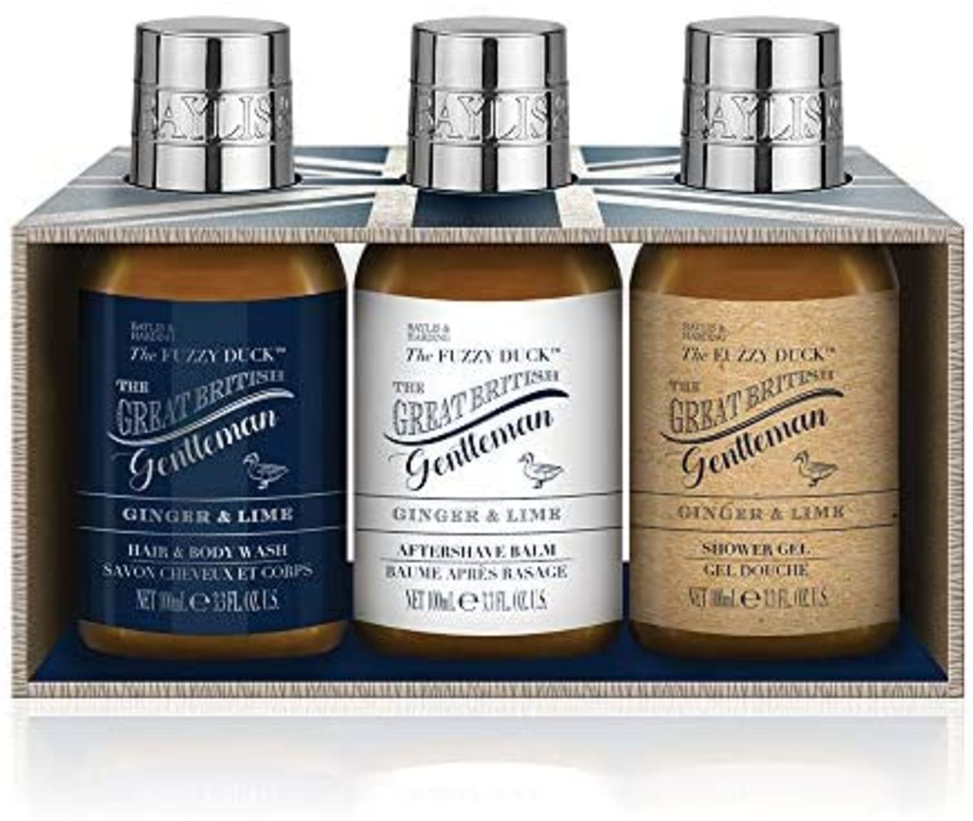 + VAT Brand New Baylis & Harding The Great British Gentleman Ginger & Lime Trio Set Inc Hair & Body