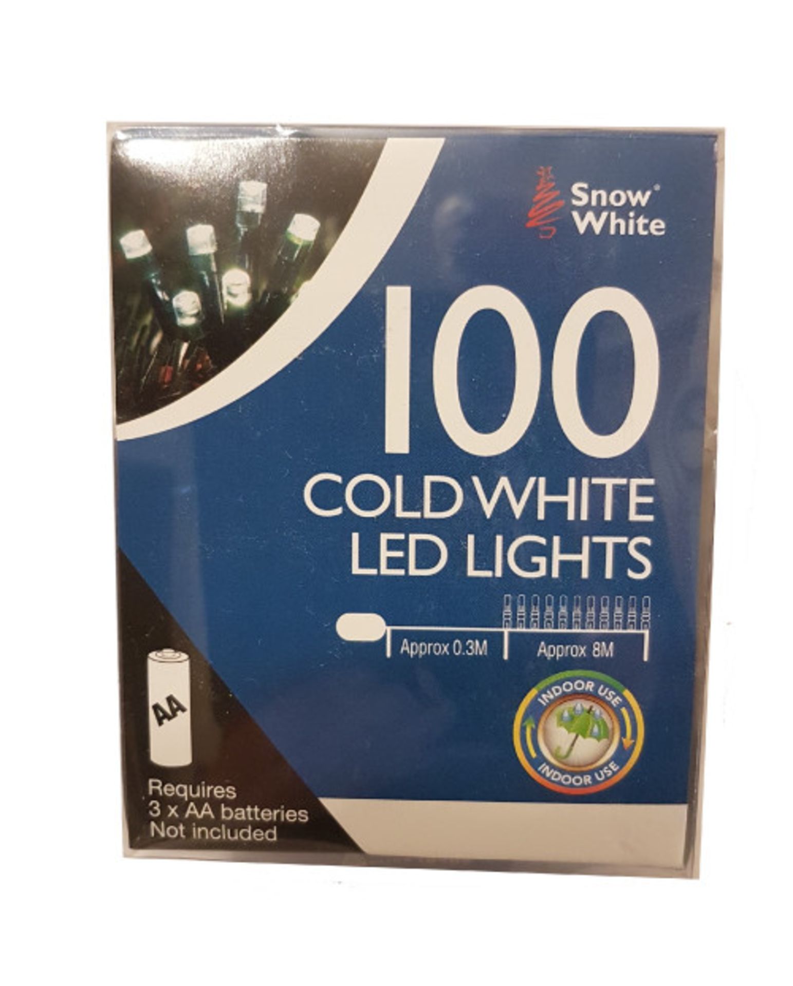 + VAT Brand New Box Of 100 Cold White LED Lights - Approx 8m Length -