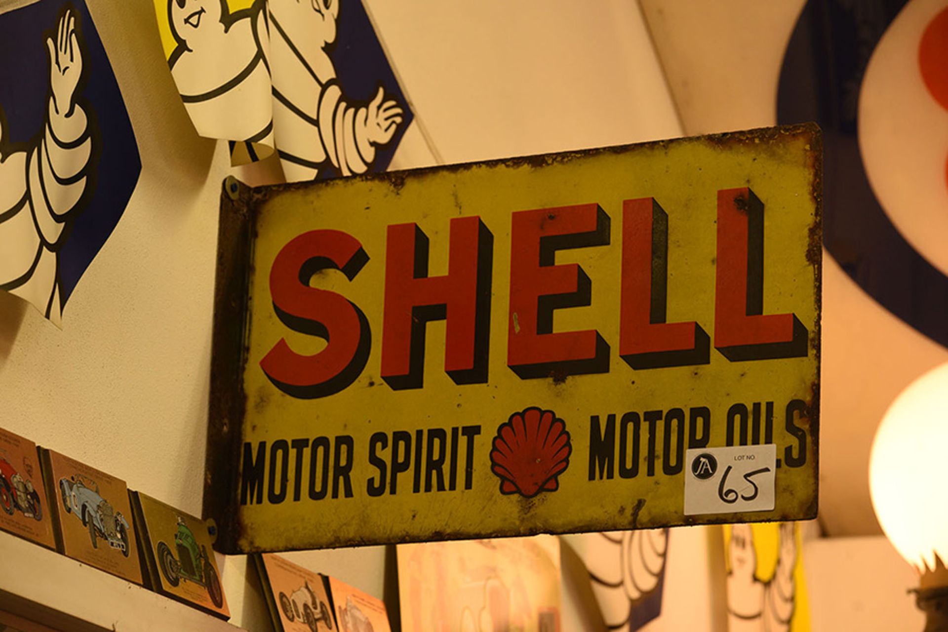 Shell double sided enamel sign