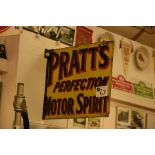 Pratts Motor spirit double sided enamel sign