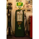BP Petrol pump c/w glass reproduction globe