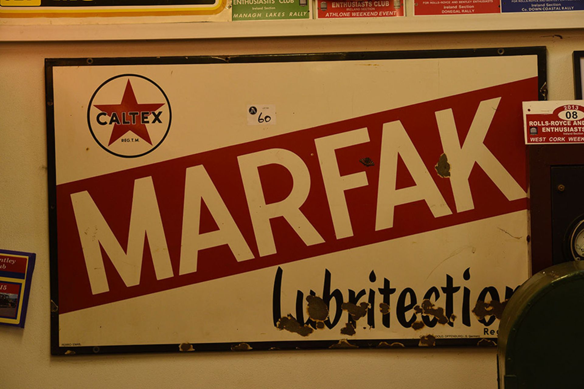 Marfak lubrications enamel wall mounted metal sign