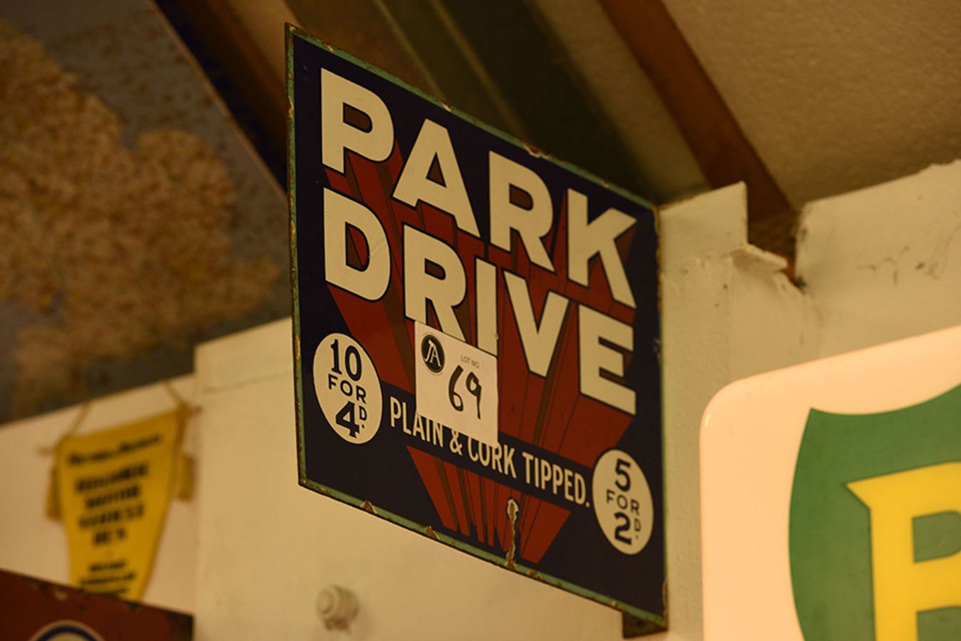 Park Drive double sided enamel sign