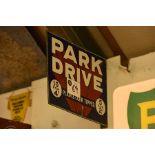 Park Drive double sided enamel sign