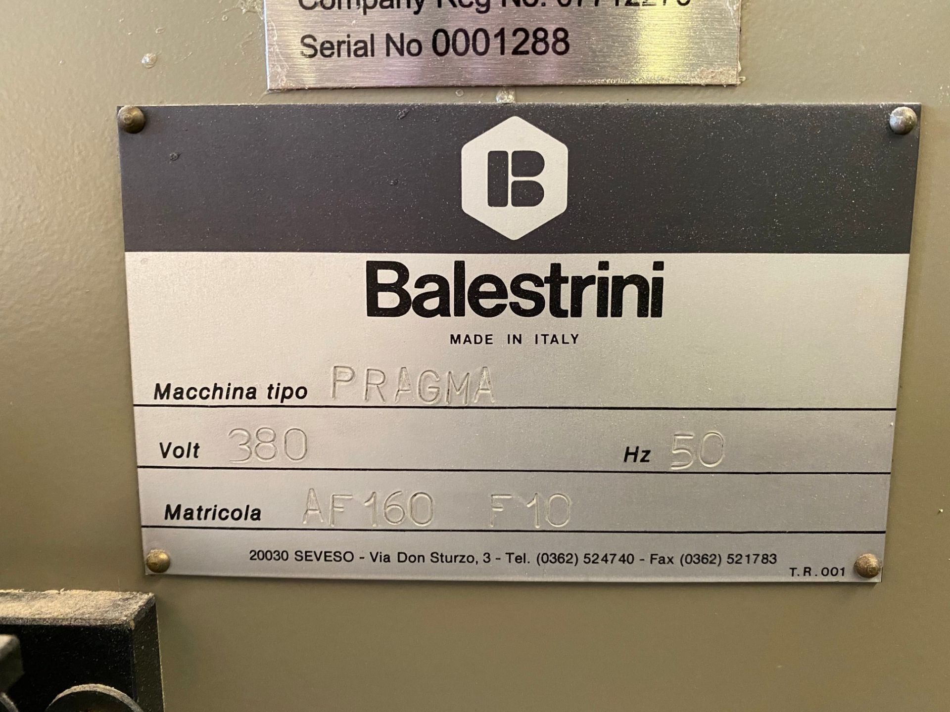 Balestrini Pragma 4 x 2 head multi-spindle slot mortiser, serial no: AF160 F10 - Image 3 of 10