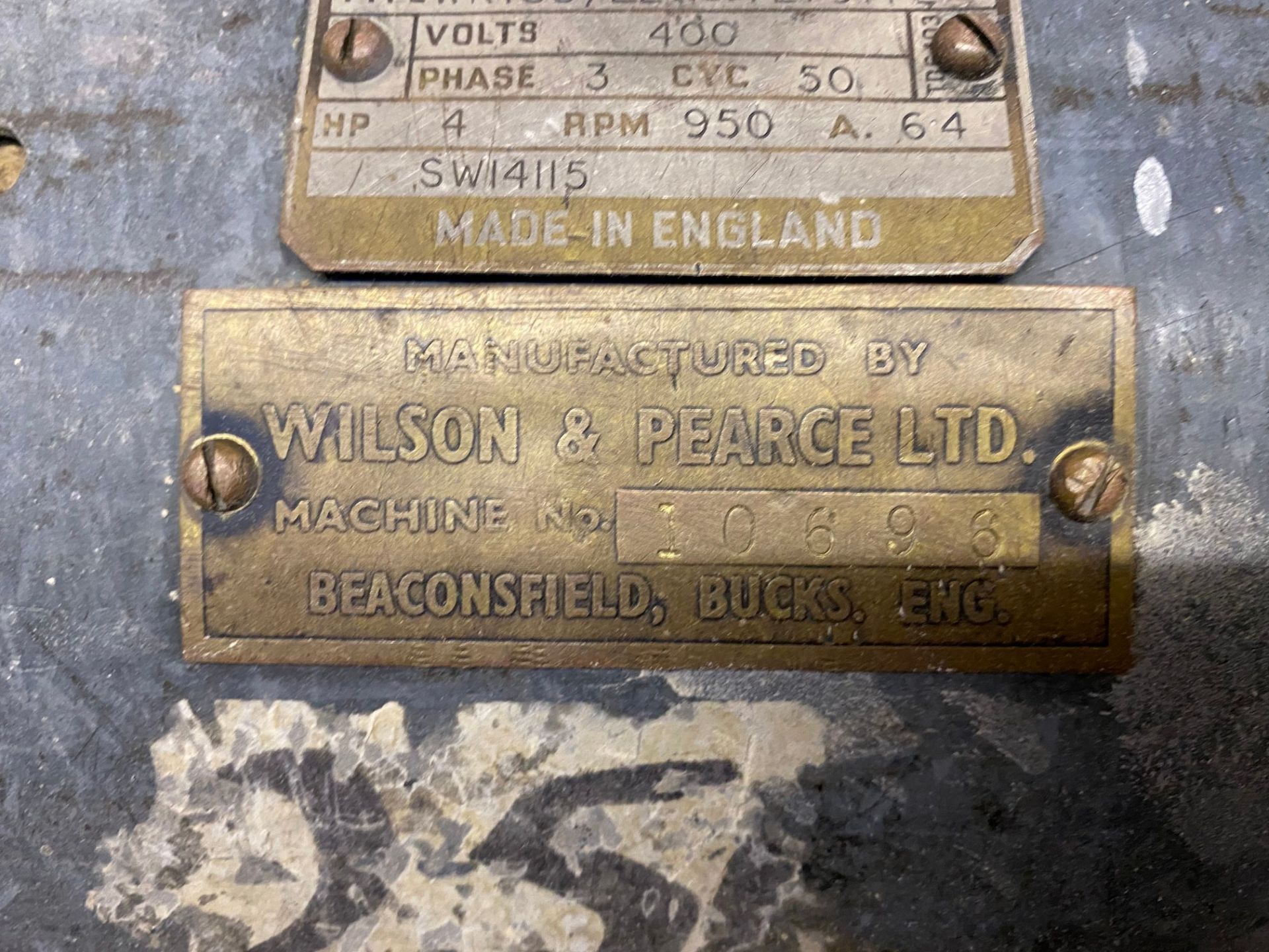 Wilson and Pearce twin-end pedestal linisher, serial no: 10696 with two 14" drums - Image 2 of 2