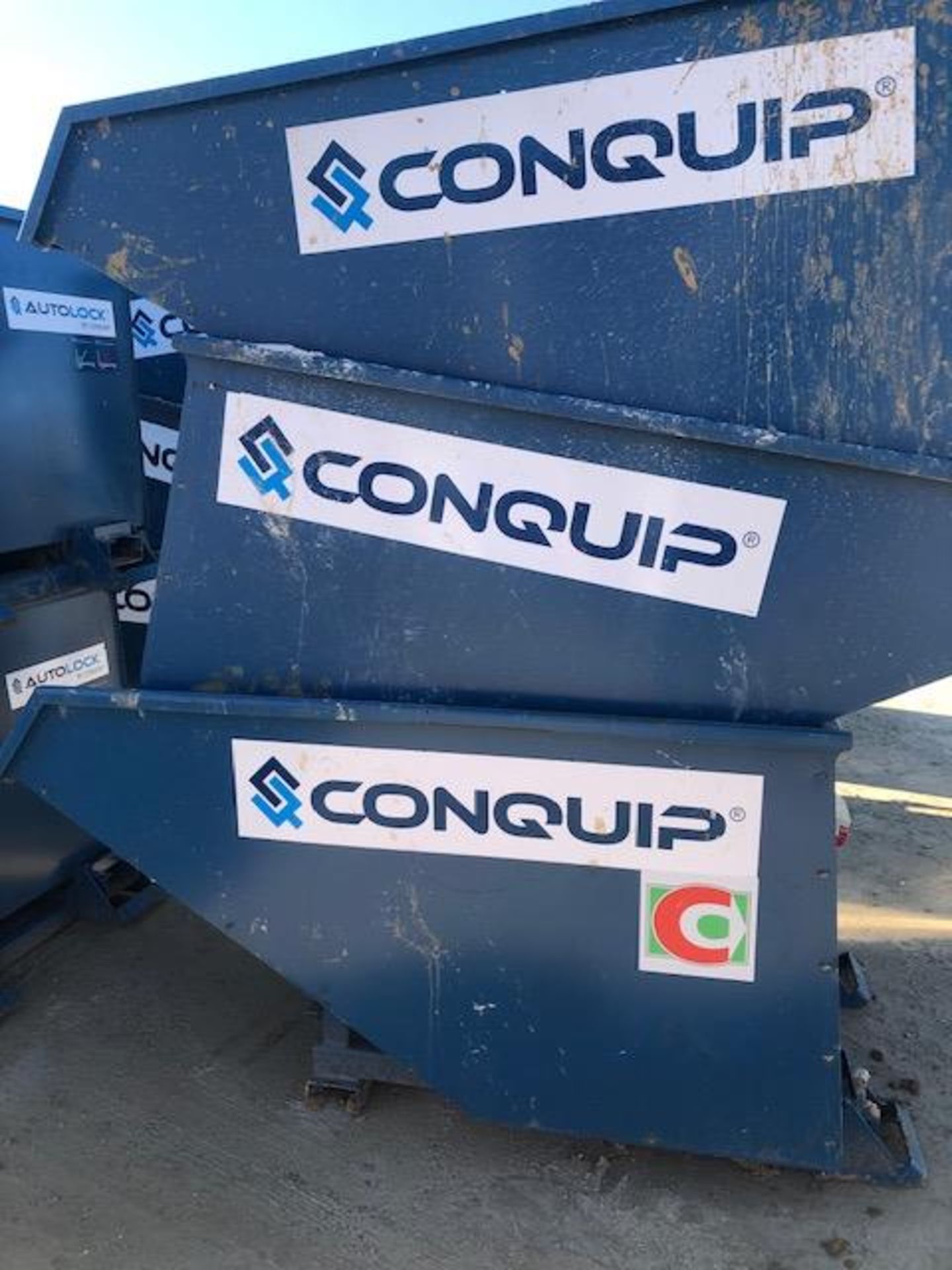 ** NEW LOT** 18 x Conquip tipping skips (delivered new Feb 2020) - located Dover Kent UK