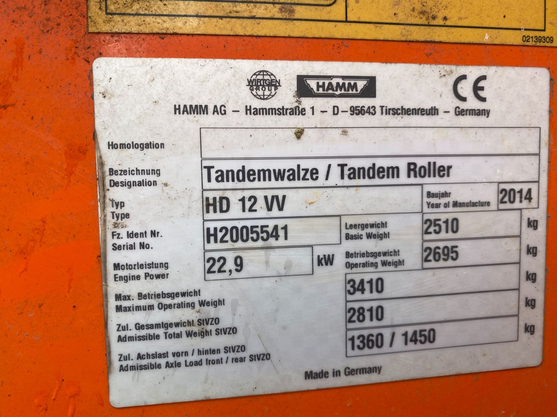 Hamm HD12VV tandem roller Serial No: H2005541 (2014) - 164 hrs - Image 13 of 13