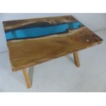 English Oak Modern contemporary Resin River coffee table, hand-made, new. (Approx 90cmx60cmx52cm)