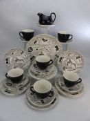 Ridgway Homemaker part tea service comprising seven tea cups, nine saucers, nine side plates, one