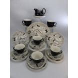 Ridgway Homemaker part tea service comprising seven tea cups, nine saucers, nine side plates, one