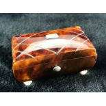 Georgian Tortoiseshell box with Silver inlay and ivory feet (approx 55mm x 30mm x 30mm)