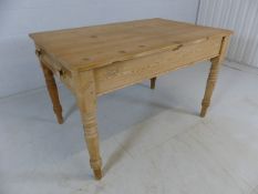 Antique pine kitchen table with single drawers