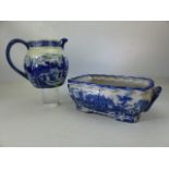Two Ironstone Victoria Ware items - a planter with twin handles and a large pitcher. Both items