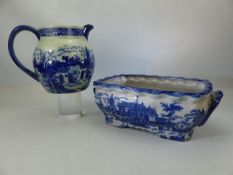 Two Ironstone Victoria Ware items - a planter with twin handles and a large pitcher. Both items