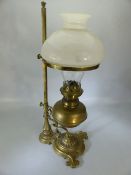 Messengers brass oil lamp with chimney and shade