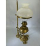 Messengers brass oil lamp with chimney and shade