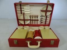 Vintage style picnic box with contents