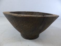 Ornamental rustic wooden bowl approx. diameter 47cm