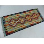 Vegetable dye wool chobi kilim runner approx. dimensions 155cm x 64cm