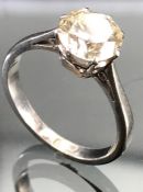 Platinum and Diamond Solitaire ring, the diamond approx 1.25cts (size 'J')