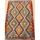 Vegetable dye wool chobi kilim rug approx. dimensions 122cm x 82cm