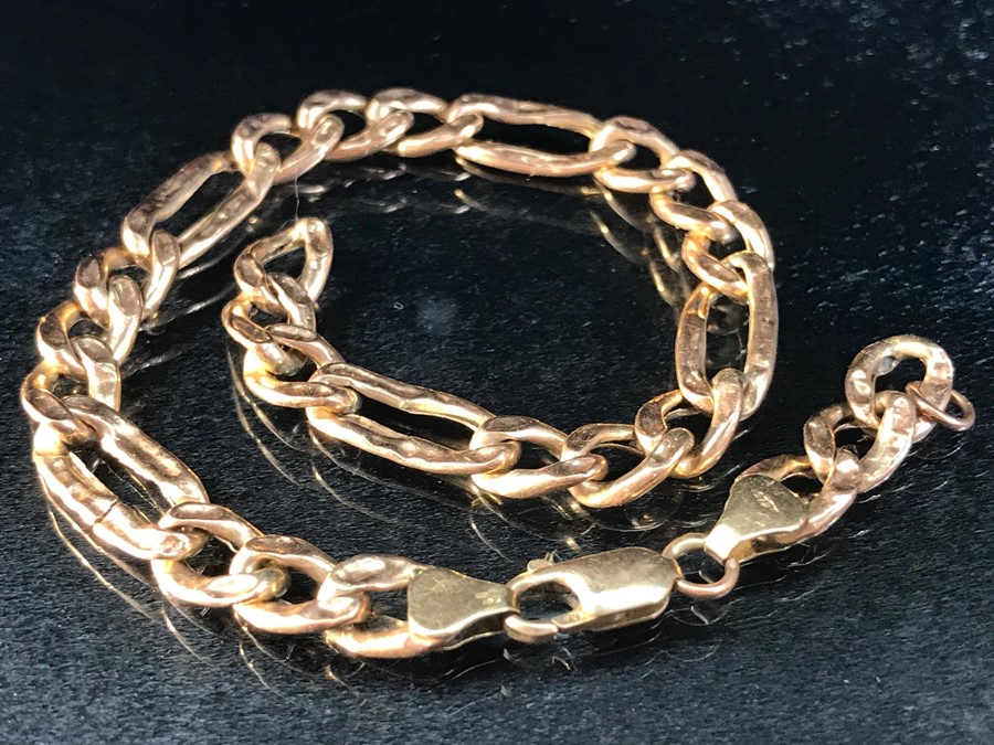 9ct Gold hallmarked hollow linked chain bracelet (approx 5g)