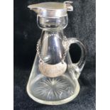 Silver Hallmarked Noggin Glass flask with Silver lid and collar and Hallmarked Silver Decanter