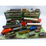 Box of model railway carriages and accessories ,00 gauge (over two shelves)