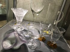 Selection of glassware to include Stuart crystal flared vase, two Babycham glasses, sundae glasses