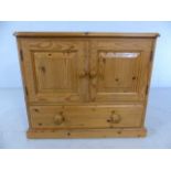 Pine cupboard unit with drawer under