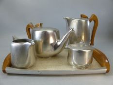 A Picquot Ware four piece teaset, and tray