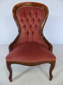 Pink upholstered wooden framed bedroom/nursing chair