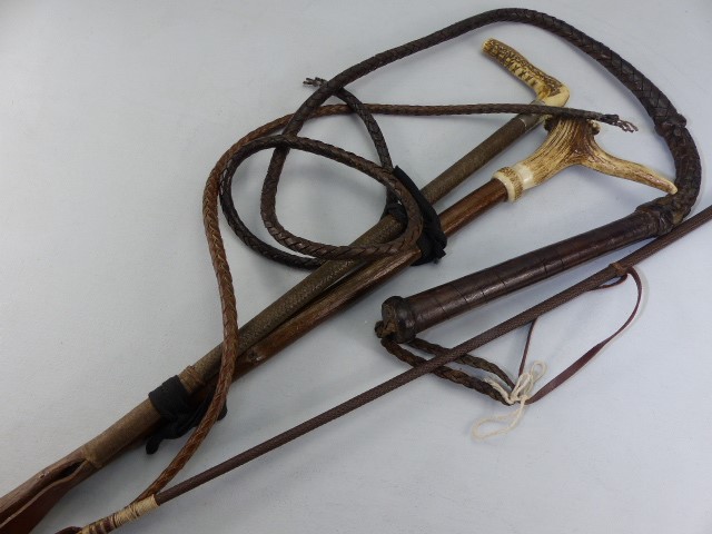 Collection of crops and whips two with Antler