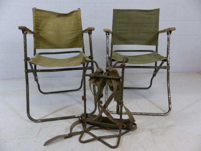Two commando post folding chairs and a radio carrier - Image 2 of 3