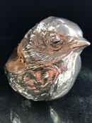 Large Silver pin cushion of a Robin London hallmarks 1923 (A/F) 6.5cm tall