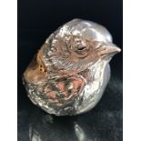 Large Silver pin cushion of a Robin London hallmarks 1923 (A/F) 6.5cm tall